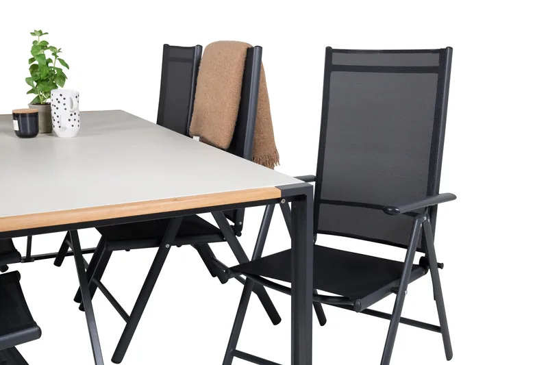 Texas Matgrupp Utomhus 200cm + 6 Break Positionsstolar - Svart/Grå - Utemöbler & utemiljö - Utegrupp - Matgrupp utomhus