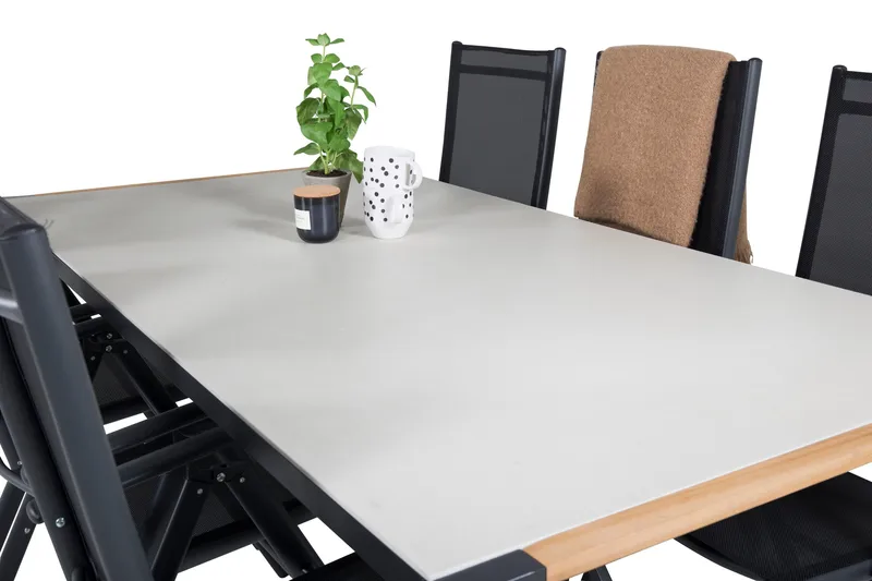 Texas Matgrupp Utomhus 200cm + 6 Break Positionsstolar - Svart/Grå - Utemöbler & utemiljö - Utegrupp - Matgrupp utomhus