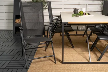 Texas Matgrupp Utomhus 200cm + 6 Break Positionsstolar - Svart/Grå - Utemöbler & utemiljö - Utegrupp - Matgrupp utomhus