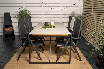 Texas Matgrupp Utomhus 200cm + 6 Break Positionsstolar - Svart/Grå - Utemöbler & utemiljö - Utegrupp - Matgrupp utomhus