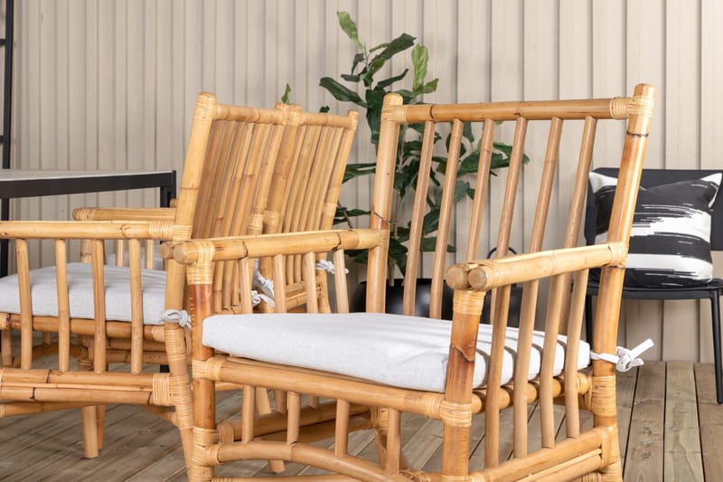 Texas Matgrupp Utomhus 200cm + 6 Cane Matstolar - Vit - Utemöbler & utemiljö - Utegrupp - Matgrupp utomhus