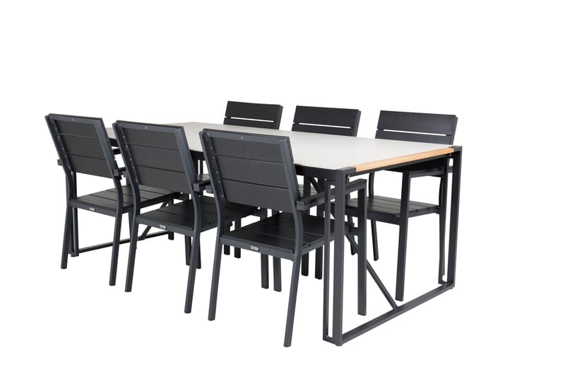 Texas Matgrupp Utomhus 200cm + 6 Levels Matstolar - Svart - Utemöbler & utemiljö - Utegrupp - Matgrupp utomhus