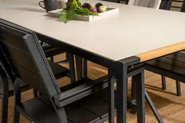 Texas Matgrupp Utomhus 200cm + 6 Levels Matstolar - Svart - Utemöbler & utemiljö - Utegrupp - Matgrupp utomhus