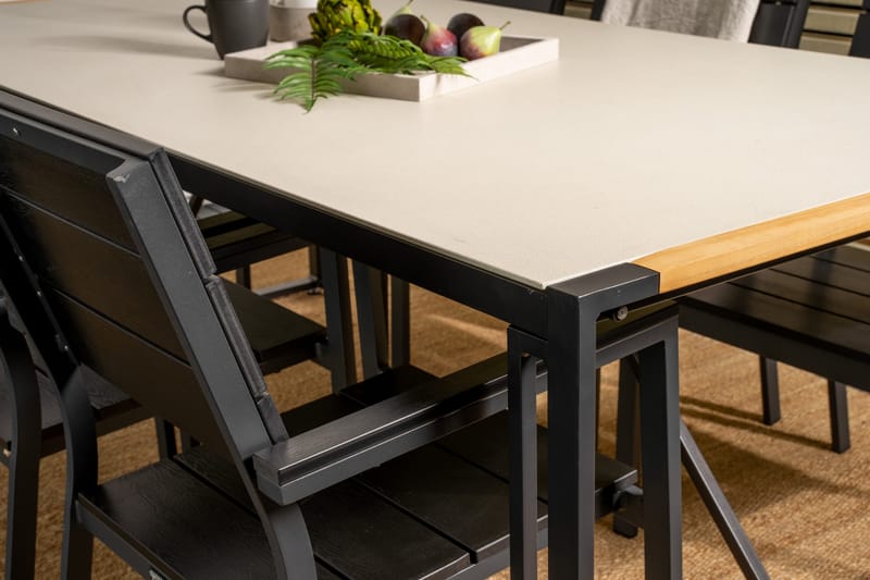 Texas Matgrupp Utomhus 200cm + 6 Levels Matstolar - Svart - Utemöbler & utemiljö - Utegrupp - Matgrupp utomhus