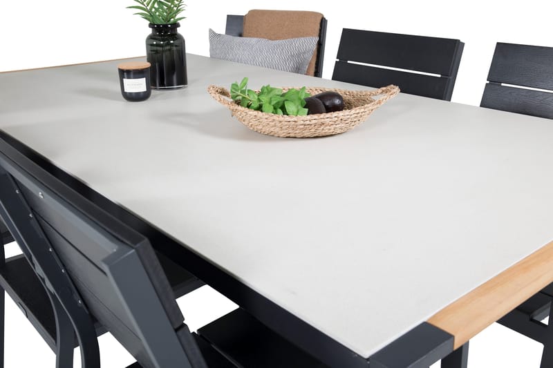 Texas Matgrupp Utomhus 200cm + 6 Levels Matstolar - Svart - Utemöbler & utemiljö - Utegrupp - Matgrupp utomhus