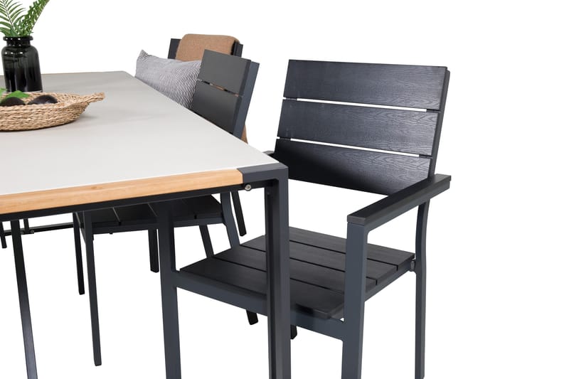 Texas Matgrupp Utomhus 200cm + 6 Levels Matstolar - Svart - Utemöbler & utemiljö - Utegrupp - Matgrupp utomhus