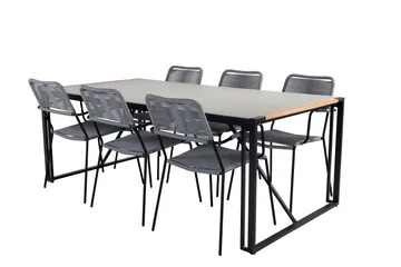 Texas Matgrupp Utomhus 200cm + 6 Lindos Karmstolar - Vit - Utemöbler & utemiljö - Utegrupp - Matgrupp utomhus