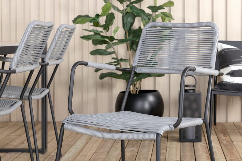 Texas Matgrupp Utomhus 200cm + 6 Lindos Karmstolar - Vit - Utemöbler & utemiljö - Utegrupp - Matgrupp utomhus