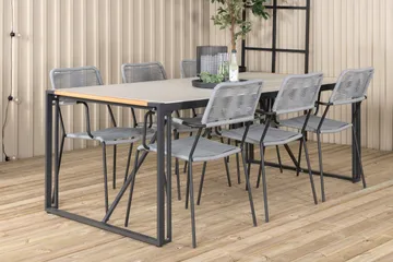 Texas Matgrupp Utomhus 200cm + 6 Lindos Karmstolar - Vit - Utemöbler & utemiljö - Utegrupp - Matgrupp utomhus