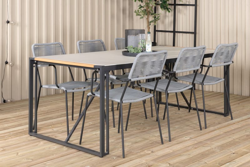 Texas Matgrupp Utomhus 200cm + 6 Lindos Karmstolar - Vit - Utemöbler & utemiljö - Utegrupp - Matgrupp utomhus