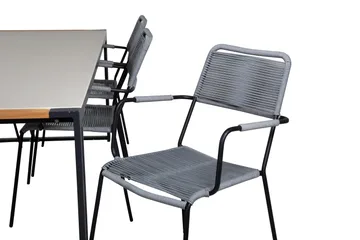 Texas Matgrupp Utomhus 200cm + 6 Lindos Karmstolar - Vit - Utemöbler & utemiljö - Utegrupp - Matgrupp utomhus