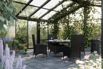 Thor Matgrupp Ø140 + 4 Jenny Ställbar Fåtölj m Dyna - Svart - Utemöbler & utemiljö - Utegrupp - Matgrupp utomhus