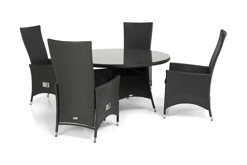 Thor Matgrupp Ø140 + 4 Jenny Ställbar Fåtölj - Svart - Utemöbler & utemiljö - Utegrupp - Matgrupp utomhus