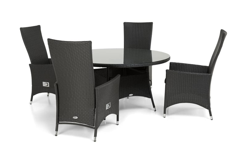 Thor Matgrupp Ø140 + 4 Jenny Ställbar Fåtölj - Svart - Utemöbler & utemiljö - Utegrupp - Matgrupp utomhus