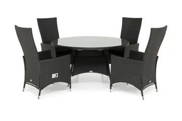 Thor Matgrupp Ø140 + 4 Jenny Ställbar Fåtölj - Svart - Utemöbler & utemiljö - Utegrupp - Matgrupp utomhus