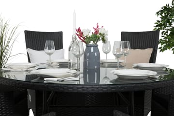 Thor Matgrupp Ø140 + 6 Jenny Ställbar Fåtölj - Svart - Utemöbler & utemiljö - Utegrupp - Matgrupp utomhus