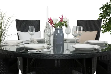 Thor Matgrupp Ø140 + 6 Jenny Ställbar Fåtölj - Svart - Utemöbler & utemiljö - Utegrupp - Matgrupp utomhus