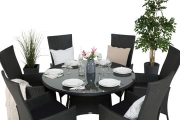 Thor Matgrupp Ø140 + 6 Jenny Ställbar Fåtölj - Svart - Utemöbler & utemiljö - Utegrupp - Matgrupp utomhus