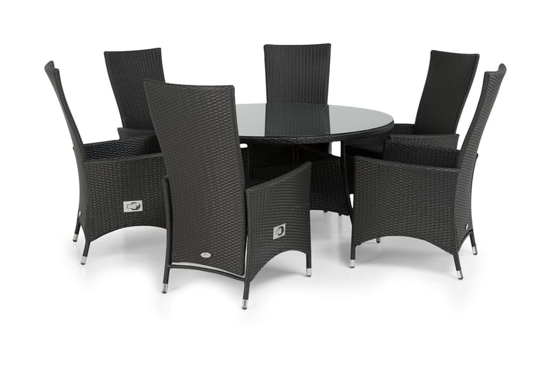 Thor Matgrupp Ø140 + 6 Jenny Ställbar Fåtölj - Svart - Utemöbler & utemiljö - Utegrupp - Matgrupp utomhus
