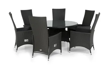 Thor Matgrupp Ø140 + 6 Jenny Ställbar Fåtölj - Svart - Utemöbler & utemiljö - Utegrupp - Matgrupp utomhus