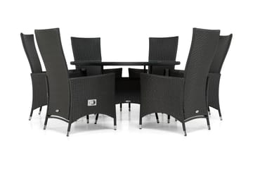 Thor Matgrupp Ø140 + 6 Jenny Ställbar Fåtölj - Svart - Utemöbler & utemiljö - Utegrupp - Matgrupp utomhus