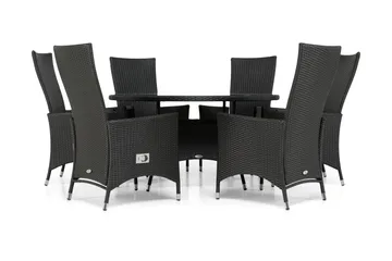 Thor Matgrupp Ø140 + 6 Jenny Ställbar Fåtölj - Svart - Utemöbler & utemiljö - Utegrupp - Matgrupp utomhus