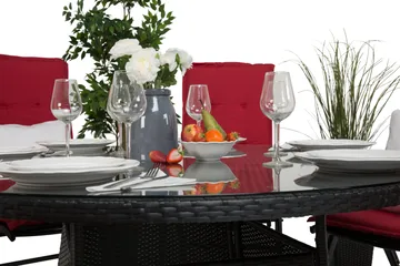 Thor Matgrupp Ø140 + 6 Monaco Lyx Positionsstol - Svart/Svart - Utemöbler & utemiljö - Utegrupp - Matgrupp utomhus