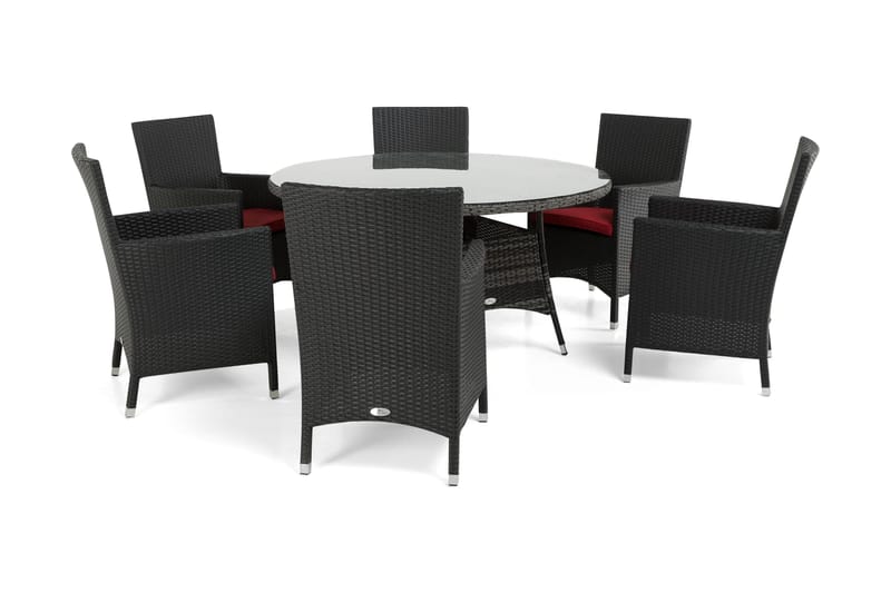 Thor Matgrupp Ø140 + 6 Thor Fåtölj - Grå/Svart - Utemöbler & utemiljö - Utegrupp - Matgrupp utomhus