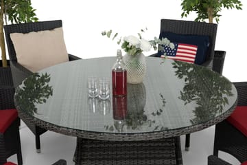 Thor Matgrupp Ø140 + 6 Thor Fåtölj - Grå/Svart - Utemöbler & utemiljö - Utegrupp - Matgrupp utomhus