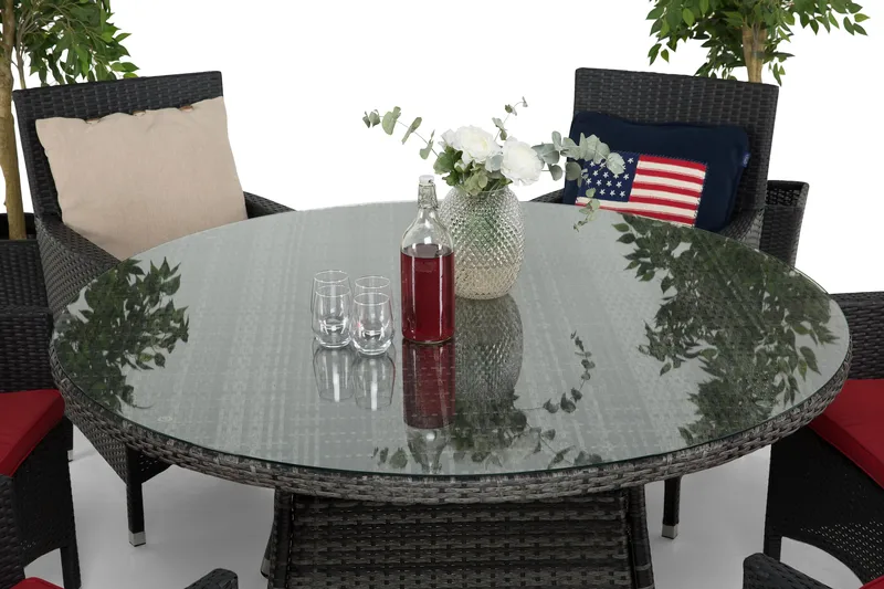 Thor Matgrupp Ø140 + 6 Thor Fåtölj - Grå/Svart - Utemöbler & utemiljö - Utegrupp - Matgrupp utomhus