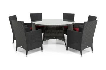 Thor Matgrupp Ø140 + 6 Thor Fåtölj - Grå/Svart - Utemöbler & utemiljö - Utegrupp - Matgrupp utomhus