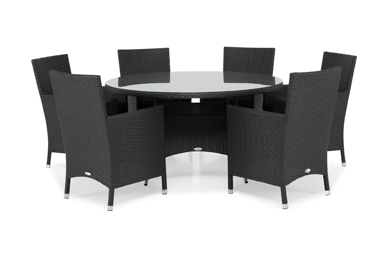Thor Matgrupp Ø140 + 6 Thor Fåtölj - Svart - Utemöbler & utemiljö - Utegrupp - Matgrupp utomhus
