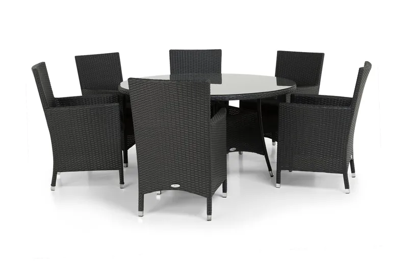 Thor Matgrupp Ø140 + 6 Thor Fåtölj, Svart