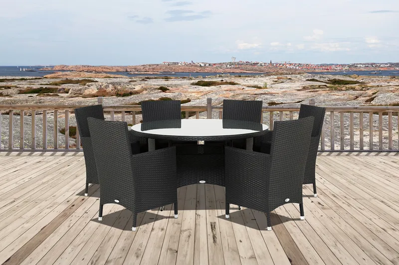 Thor Matgrupp Ø140 + 6 Thor Fåtölj - Svart - Utemöbler & utemiljö - Utegrupp - Matgrupp utomhus