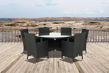 Thor Matgrupp Ø140 + 6 Thor Fåtölj - Svart - Utemöbler & utemiljö - Utegrupp - Matgrupp utomhus