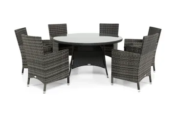 Thor Matgrupp Ø140 + 6 Thor Fåtölj - Svart/Grå - Utemöbler & utemiljö - Utegrupp - Matgrupp utomhus