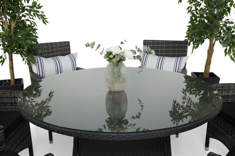 Thor Matgrupp Ø140 + 6 Thor Fåtölj - Svart/Grå - Utemöbler & utemiljö - Utegrupp - Matgrupp utomhus