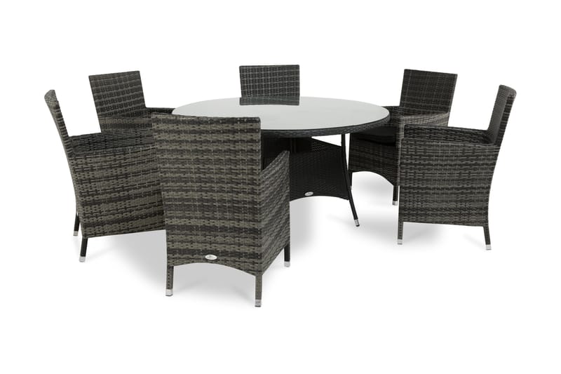 Thor Matgrupp Ø140 + 6 Thor Fåtölj - Svart/Grå - Utemöbler & utemiljö - Utegrupp - Matgrupp utomhus