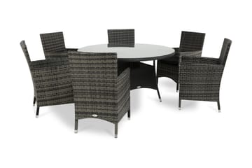 Thor Matgrupp Ø140 + 6 Thor Fåtölj - Svart/Grå - Utemöbler & utemiljö - Utegrupp - Matgrupp utomhus