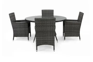 Thor Matgrupp Utomhus Ø140 + 4 Fåtölj Lyx m Armstöd - Grå/Aintwood - Utemöbler & utemiljö - Utegrupp - Matgrupp utomhus