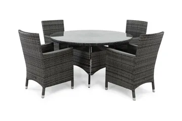 Thor Matgrupp Utomhus Ø140 + 4 Fåtölj Lyx m Armstöd - Grå/Aintwood - Utemöbler & utemiljö - Utegrupp - Matgrupp utomhus