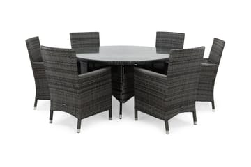 Thor Matgrupp Utomhus Ø140 + 6 Fåtölj Lyx m Armstöd - Grå/Aintwood - Utemöbler & utemiljö - Utegrupp - Matgrupp utomhus