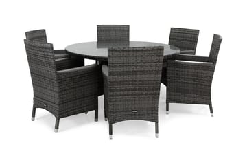 Thor Matgrupp Utomhus Ø140 + 6 Fåtölj Lyx m Armstöd - Grå/Aintwood - Utemöbler & utemiljö - Utegrupp - Matgrupp utomhus