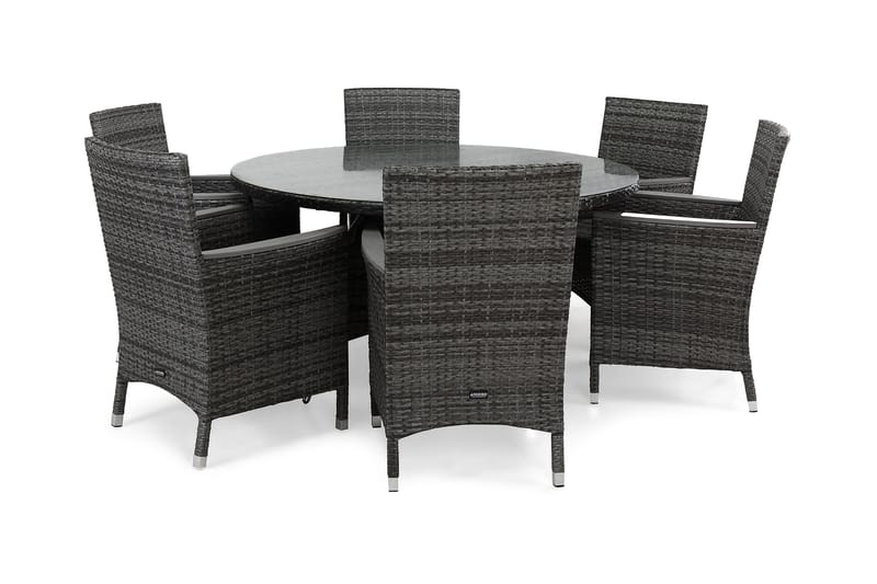 Thor Matgrupp Utomhus Ø140 + 6 Fåtölj Lyx m Armstöd - Grå/Aintwood - Utemöbler & utemiljö - Utegrupp - Matgrupp utomhus