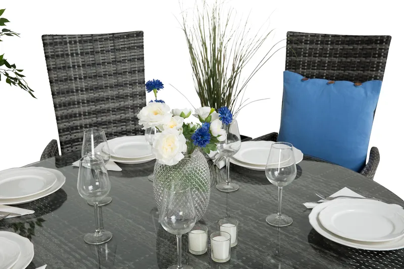 Thor Matgrupp Utomhus Ø140 + 6 Jenny Ställbar Fåtölj - Grå - Utemöbler & utemiljö - Utegrupp - Matgrupp utomhus