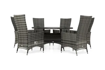 Thor Matgrupp Utomhus Ø140 + 6 Jenny Ställbar Fåtölj - Grå - Utemöbler & utemiljö - Utegrupp - Matgrupp utomhus