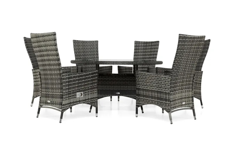 Thor Matgrupp Utomhus Ø140 + 6 Jenny Ställbar Fåtölj - Grå - Utemöbler & utemiljö - Utegrupp - Matgrupp utomhus