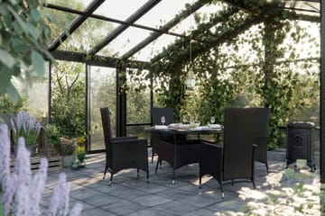 Thor Matgrupp Utomhus Ø140 + 6 Jenny Ställbar Fåtölj m Dyna - Grå/Svart - Utemöbler & utemiljö - Utegrupp - Matgrupp utomhus