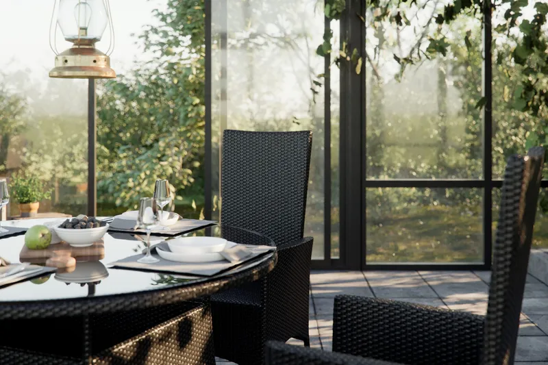 Thor Matgrupp Utomhus Ø140 + 6 Jenny Ställbar Fåtölj m Dyna - Grå/Svart - Utemöbler & utemiljö - Utegrupp - Matgrupp utomhus