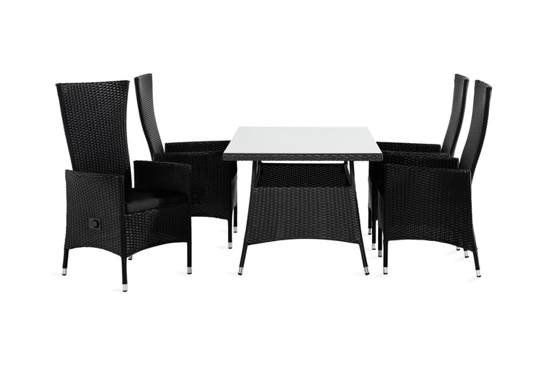 Thor Matgrupp Utomhus 140 + 4 Jenny Ställbar Fåtölj m Dyna, Svart/Svart/Svart